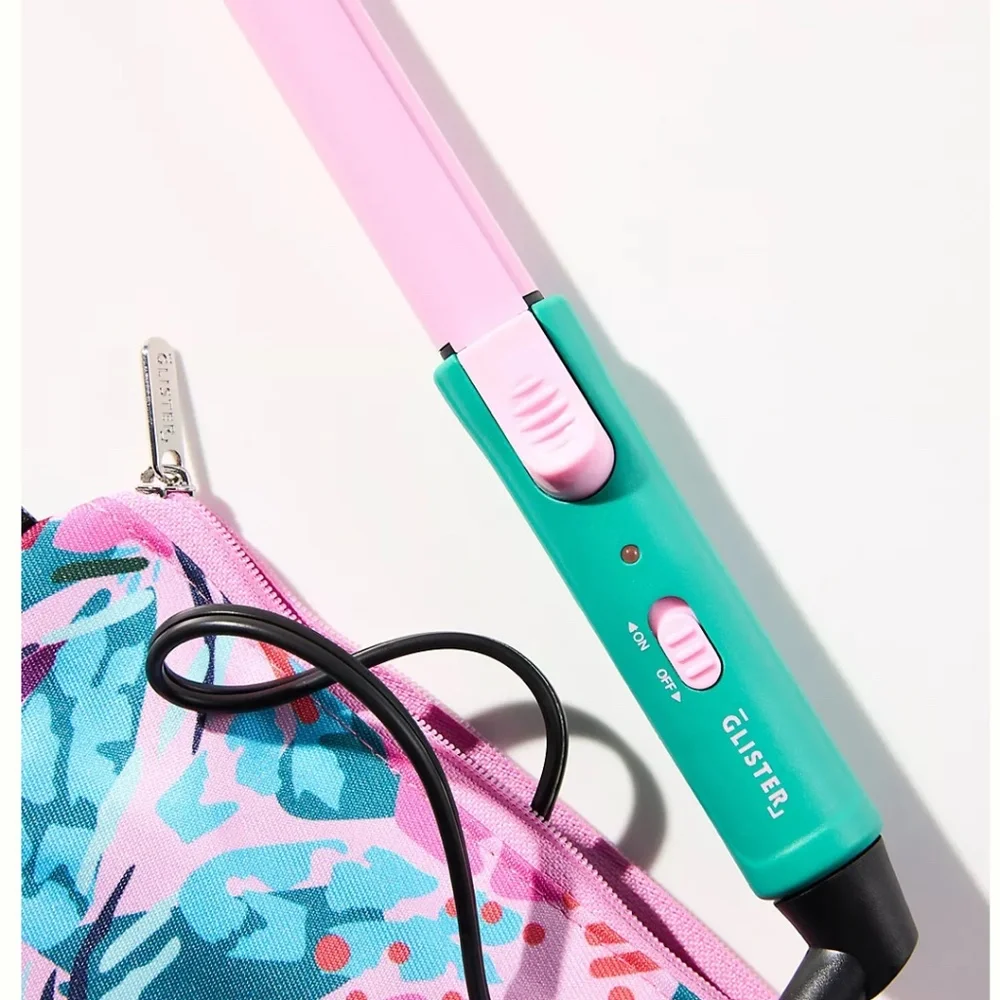 GLISTER ❤️”HOST PICK❤️”Curling iron with carrying pouch in pink and teal